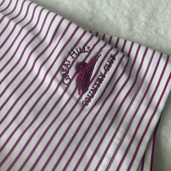 Foot Joy Men’s L Polo Golf Performance Pink Striped Logo Country Club - Picture 4 of 9